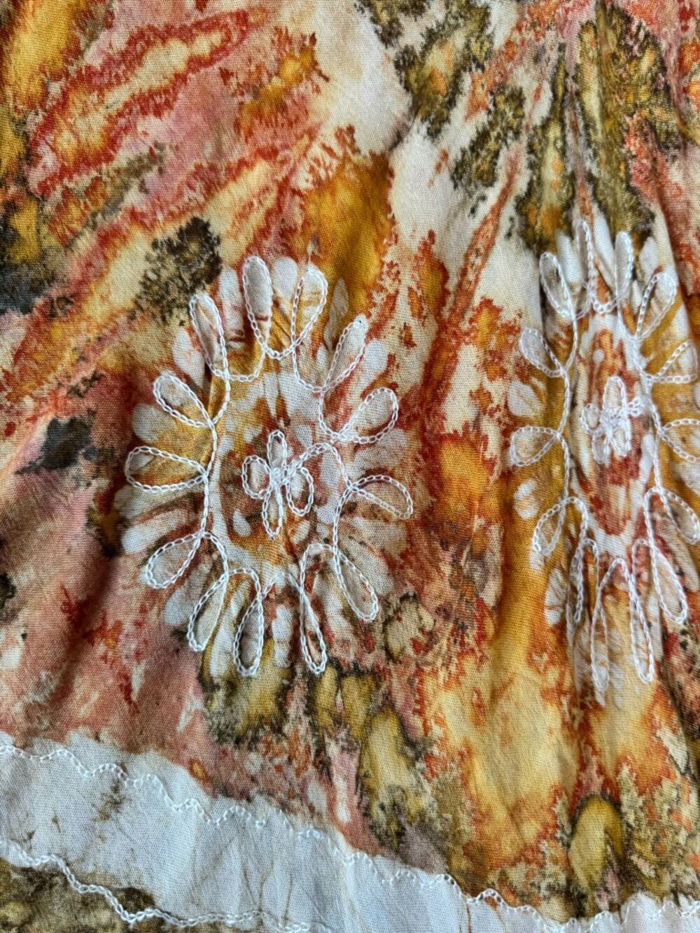 Riviera Sun orange tie dye loose embroidered short sleeve dress size XL A4 - Picture 2 of 7